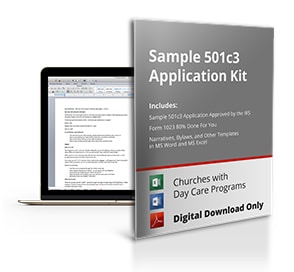 Sample 501c3 application church kit with daycare